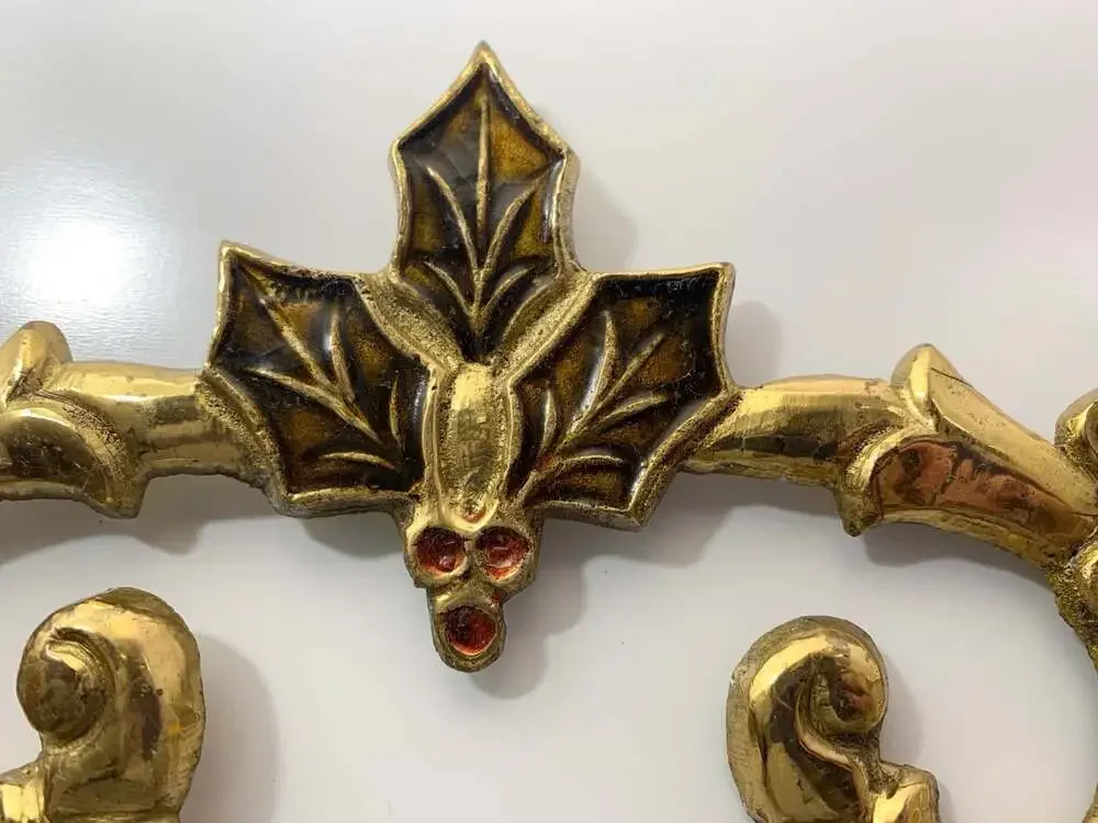 Brass Christmas Vintage Holly Coat hanger